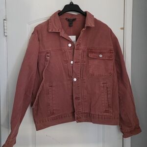 Men's Utility-Strap Trucker Jacket XL  BRICK Red Forever 21